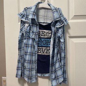 Flannel shirt & tee combo